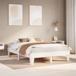 vidaXL Cadru de pat fără saltea, alb, 150x200 cm, lemn masiv pin vidaXL Cadru de pat fără saltea, alb, 150x200 cm, lemn masiv pin