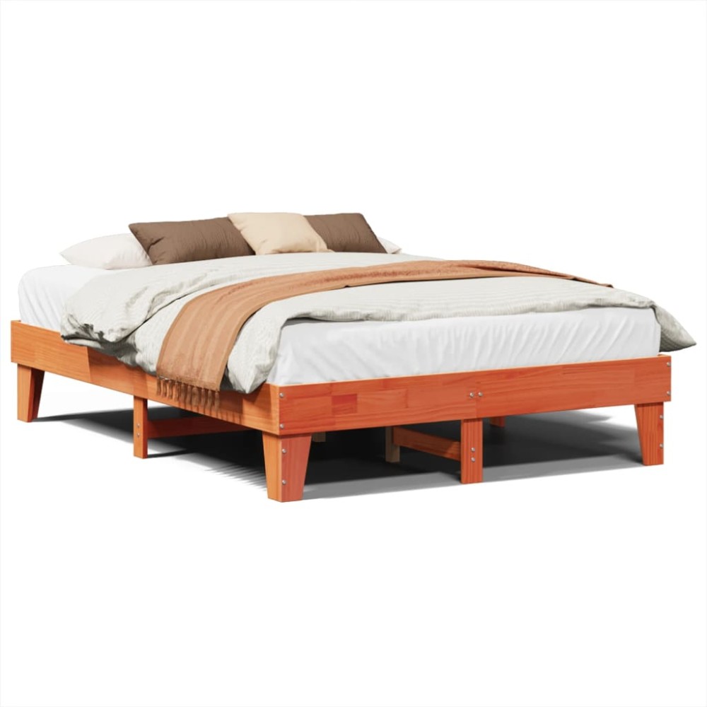 vidaXL Cadru de pat fără saltea, maro ceruit 150x200 cm lemn masiv pin