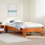 vidaXL Pat de zi fără saltea, maro ceruit, 90x200 cm, lemn masiv pin vidaXL Pat de zi fără saltea, maro ceruit, 90x200 cm, lemn masiv pin