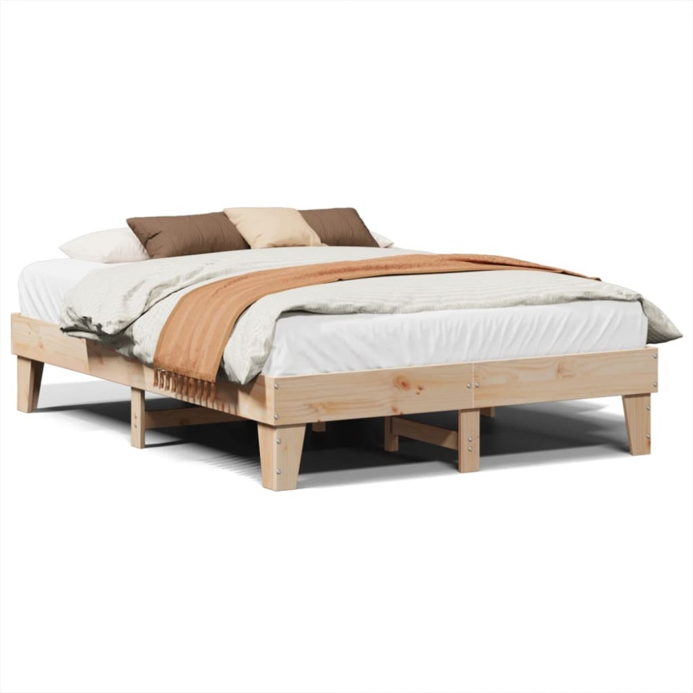 vidaXL Cadru de pat fără saltea, 140x190 cm, lemn masiv de pin