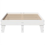 vidaXL Cadru de pat fără saltea, alb, 135x190 cm, lemn masiv de pin
