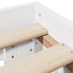 vidaXL Cadru de pat fără saltea, alb, 135x190 cm, lemn masiv de pin