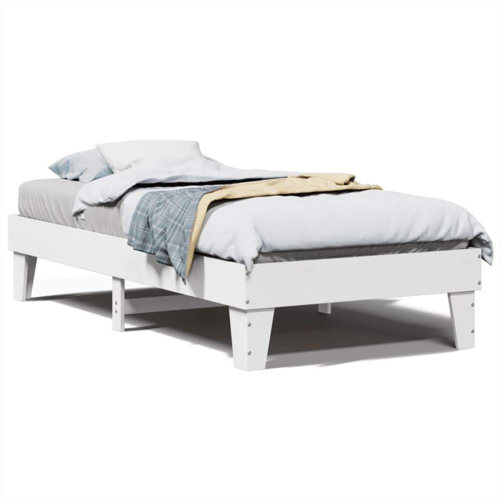vidaXL Cadru de pat fără saltea, alb, 75x190 cm, lemn masiv de pin
