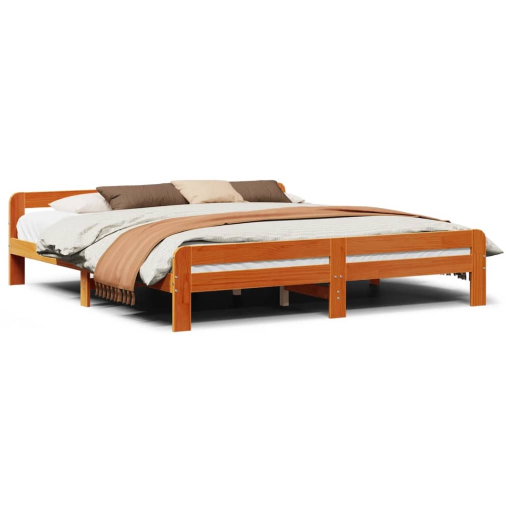 vidaXL Cadru de pat fără saltea, maro ceruit 180x200 cm lemn masiv pin