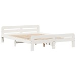 vidaXL Cadru de pat fără saltea, alb, 150x200 cm, lemn masiv pin vidaXL Cadru de pat fără saltea, alb, 150x200 cm, lemn masiv pin