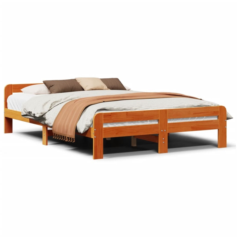 vidaXL Cadru de pat fără saltea, maro ceruit 140x200 cm lemn masiv pin