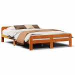 vidaXL Cadru de pat fără saltea, maro ceruit 140x200 cm lemn masiv pin vidaXL Cadru de pat fără saltea, maro ceruit 140x200 cm lemn masiv pin