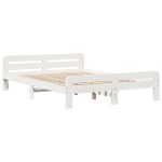 vidaXL Cadru de pat fără saltea, alb, 140x190 cm, lemn masiv de pin