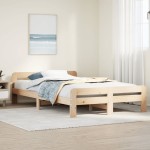 vidaXL Cadru de pat fără saltea, 135x190 cm, lemn masiv de pin vidaXL Cadru de pat fără saltea, 135x190 cm, lemn masiv de pin