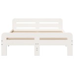 vidaXL Cadru de pat fără saltea, alb, 135x190 cm, lemn masiv de pin