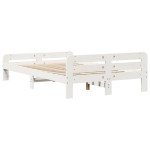 vidaXL Cadru de pat fără saltea, alb, 135x190 cm, lemn masiv de pin