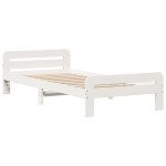 vidaXL Cadru de pat fără saltea, alb, 75x190 cm, lemn masiv de pin