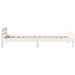 vidaXL Cadru de pat fără saltea, alb, 75x190 cm, lemn masiv de pin