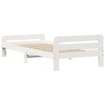 vidaXL Cadru de pat fără saltea, alb, 75x190 cm, lemn masiv de pin