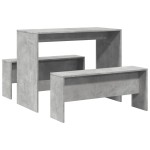 vidaXL Set masă și bănci bucătărie, 3 piese, gri beton, lemn prelucrat vidaXL Set masă și bănci bucătărie, 3 piese, gri beton, lemn prelucrat