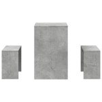 vidaXL Set masă și bănci bucătărie, 3 piese, gri beton, lemn prelucrat vidaXL Set masă și bănci bucătărie, 3 piese, gri beton, lemn prelucrat