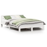 vidaXL Cadru de pat fără saltea, alb, 120x200 cm, lemn masiv pin vidaXL Cadru de pat fără saltea, alb, 120x200 cm, lemn masiv pin