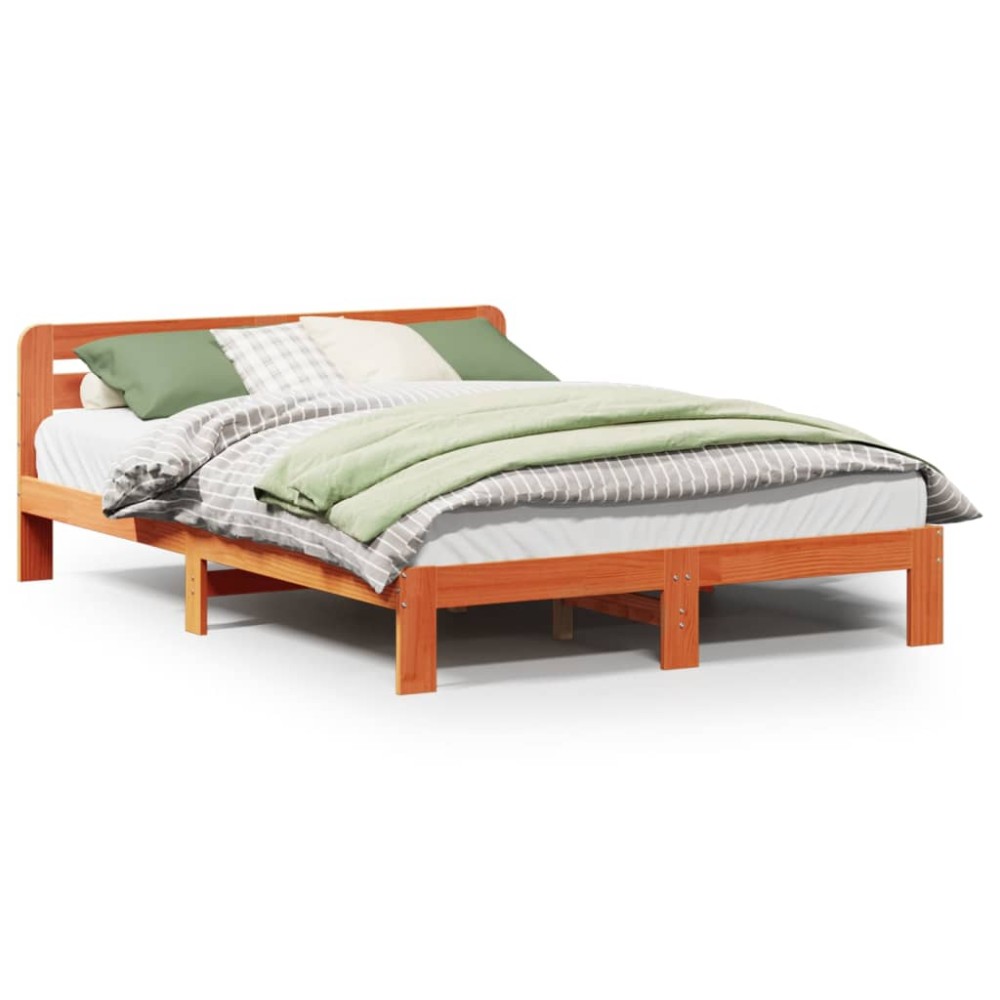 vidaXL Cadru de pat fără saltea, maro ceruit 140x200 cm lemn masiv pin