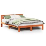 vidaXL Cadru de pat fără saltea, maro ceruit 140x200 cm lemn masiv pin vidaXL Cadru de pat fără saltea, maro ceruit 140x200 cm lemn masiv pin