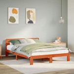 vidaXL Cadru de pat fără saltea, maro ceruit 140x200 cm lemn masiv pin vidaXL Cadru de pat fără saltea, maro ceruit 140x200 cm lemn masiv pin