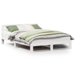 vidaXL Cadru de pat fără saltea, alb, 150x200 cm, lemn masiv pin vidaXL Cadru de pat fără saltea, alb, 150x200 cm, lemn masiv pin