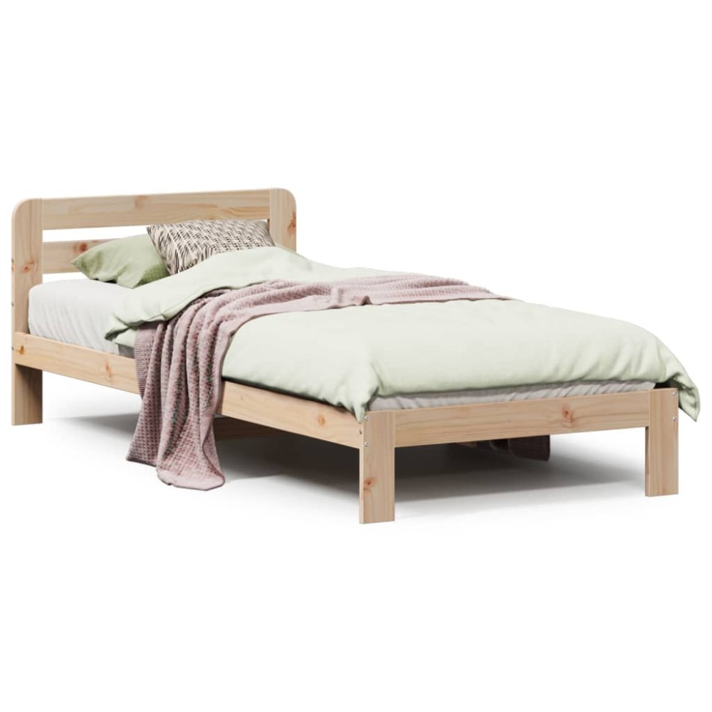 vidaXL Cadru de pat fără saltea, 75x190 cm, lemn masiv de pin