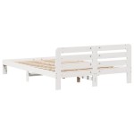 vidaXL Cadru de pat fără saltea, alb, 120x190 cm, lemn masiv pin