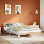 vidaXL Cadru de pat fără saltea, 135x190 cm, lemn masiv de pin vidaXL Cadru de pat fără saltea, 135x190 cm, lemn masiv de pin