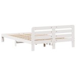 vidaXL Cadru de pat fără saltea, alb, 135x190 cm, lemn masiv de pin vidaXL Cadru de pat fără saltea, alb, 135x190 cm, lemn masiv de pin