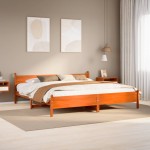vidaXL Cadru de pat fără saltea, maro ceruit 180x200 cm lemn masiv pin vidaXL Cadru de pat fără saltea, maro ceruit 180x200 cm lemn masiv pin