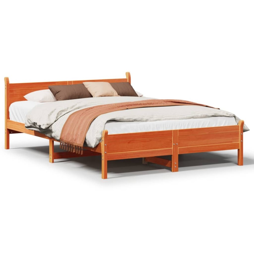 vidaXL Cadru de pat fără saltea, maro ceruit 140x200 cm lemn masiv pin
