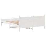 vidaXL Cadru de pat fără saltea, alb, 140x190 cm, lemn masiv de pin
