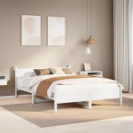 vidaXL Cadru de pat fără saltea, alb, 135x190 cm, lemn masiv de pin vidaXL Cadru de pat fără saltea, alb, 135x190 cm, lemn masiv de pin