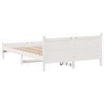 vidaXL Cadru de pat fără saltea, alb, 135x190 cm, lemn masiv de pin vidaXL Cadru de pat fără saltea, alb, 135x190 cm, lemn masiv de pin