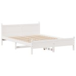 vidaXL Cadru de pat fără saltea, alb, 120x190 cm, lemn masiv pin