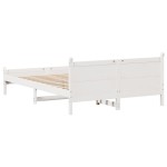 vidaXL Cadru de pat fără saltea, alb, 120x190 cm, lemn masiv pin
