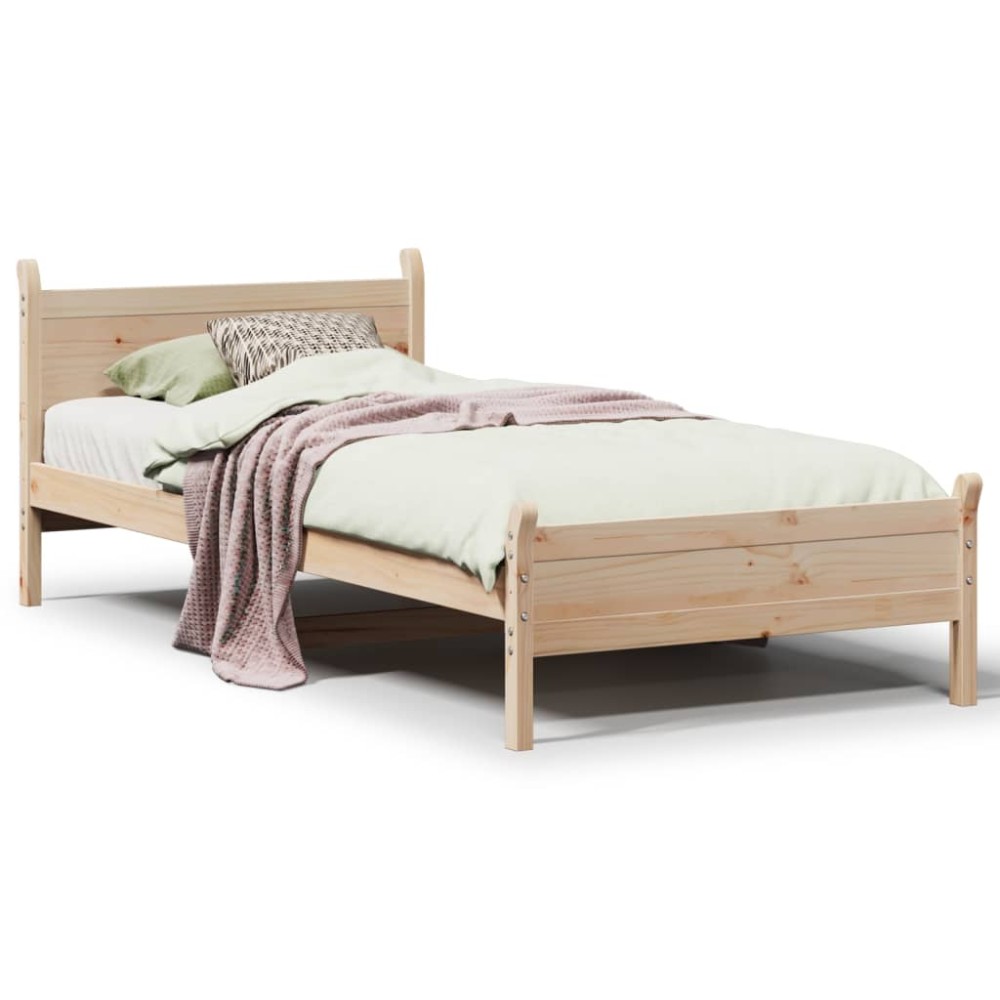 vidaXL Cadru de pat fără saltea, 75x190 cm, lemn masiv de pin