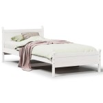 vidaXL Cadru de pat fără saltea, alb, 75x190 cm, lemn masiv de pin