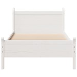 vidaXL Cadru de pat fără saltea, alb, 75x190 cm, lemn masiv de pin