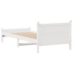 vidaXL Cadru de pat fără saltea, alb, 75x190 cm, lemn masiv de pin