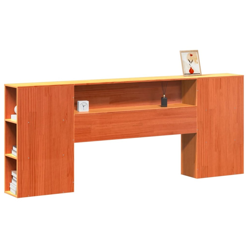 vidaXL Tăblie de pat cu depozitare maro ceruit, 200 cm, lemn masiv pin
