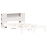 vidaXL Tăblie de pat cu depozitare alb 140 cm lemn masiv de pin