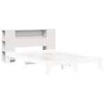 vidaXL Tăblie de pat cu depozitare alb 135 cm lemn masiv de pin