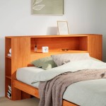vidaXL Tăblie de pat cu depozitare maro ceruit, 120 cm, lemn masiv pin