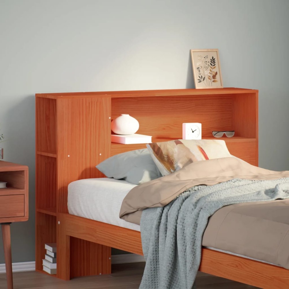 vidaXL Tăblie de pat cu depozitare maro ceruit, 75 cm, lemn masiv pin