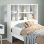 vidaXL Tăblie de pat cu depozitare alb 90 cm lemn masiv de pin