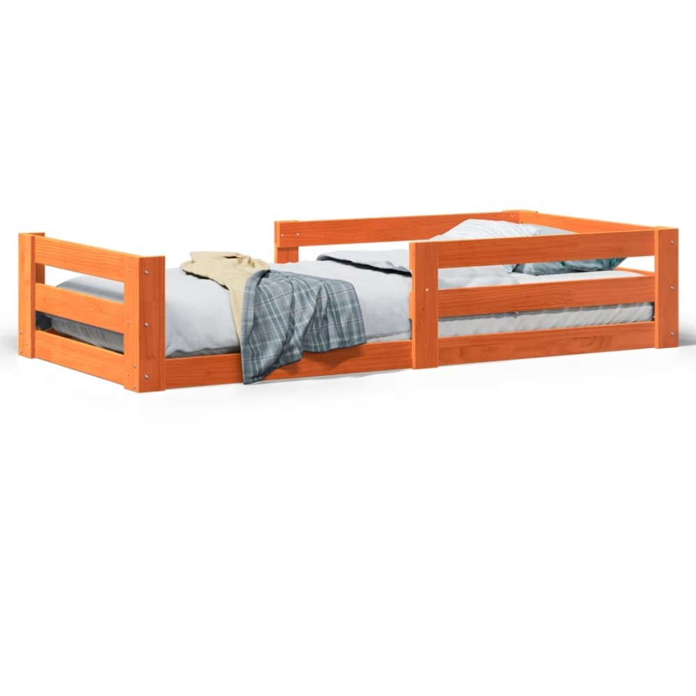 vidaXL Cadru de pat fără saltea maro ceruit 80x200 cm lemn masiv pin