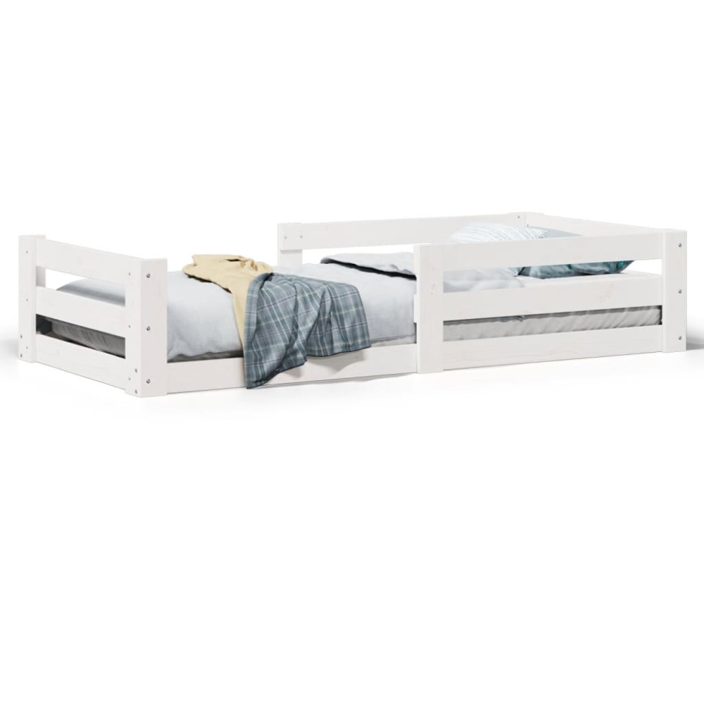 vidaXL Cadru de pat fără saltea, alb, 70x140 cm, lemn masiv de pin