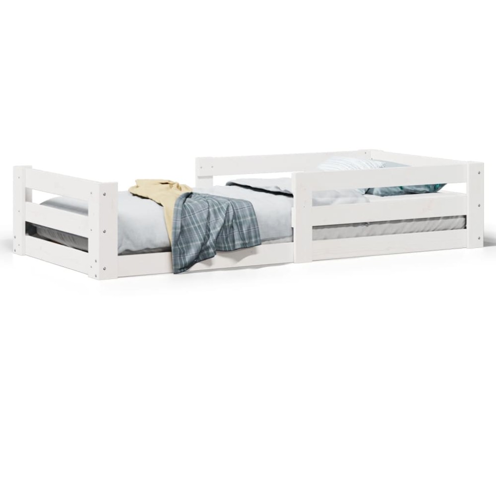 vidaXL Cadru de pat fără saltea alb 80x160 cm lemn masiv de pin