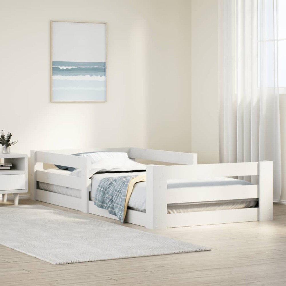 vidaXL Cadru de pat fără saltea alb 80x160 cm lemn masiv de pin